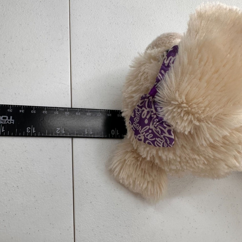 Mattel Barbie Plush Puppy Toy Purple Bow Kiss Care Pet Vet Barking Beige 10" - Picture 4 of 9
